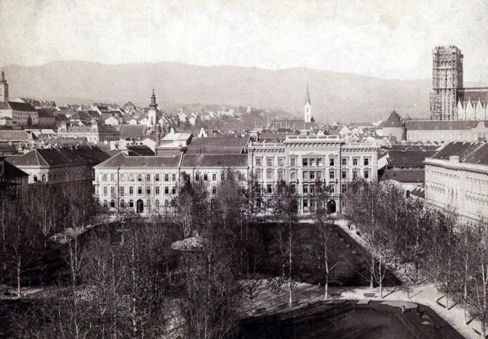 Zrinjevac 1895. godine, sjeverna strana trga